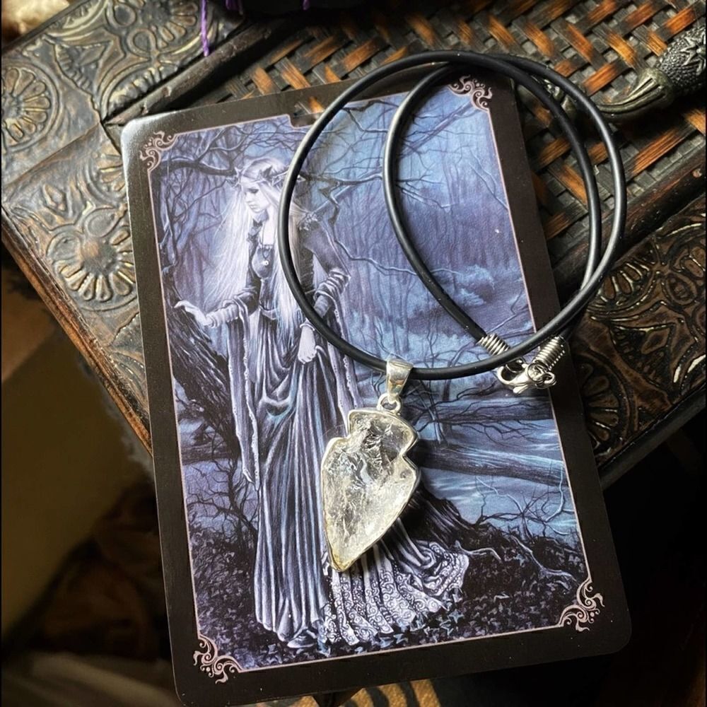Fire & Ice Clear Quartz Arrowhead Necklace